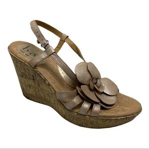 b.o.c leather Flower Wedge Sandals